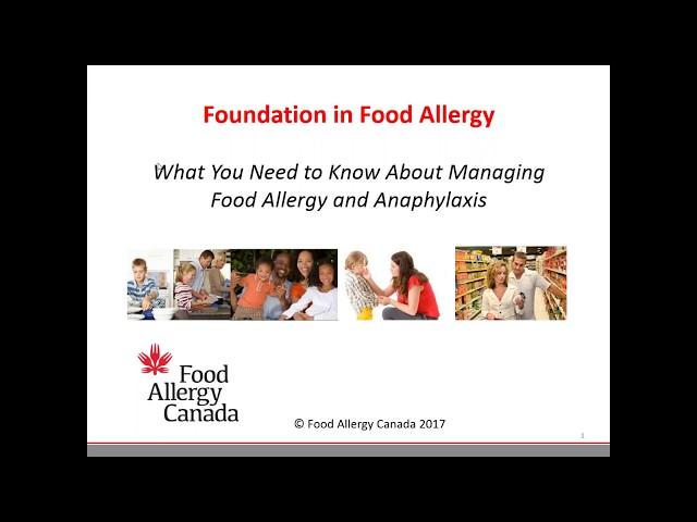 Foundation in Food Allergy - what you need to know about managing food allergy and anaphylaxis