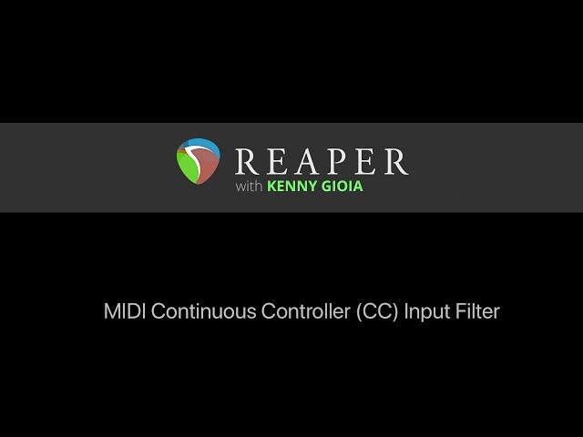 MIDI Continuous Controller (CC) Input Filter in REAPER