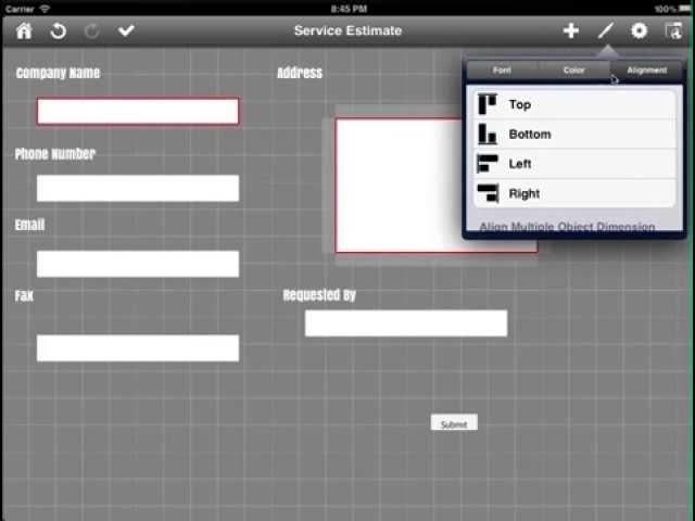 Simple and quick alignment - Touch Forms - Web Form Builder for iOS