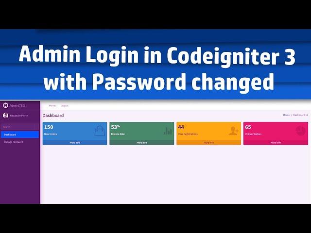 Admin login system with Change password in Codeigniter 3 | HTML |  PHP | MySql