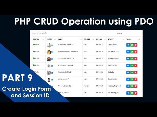 PART-9- PHP CRUD Operation using PDO Extension | Create Login Form and Session Id