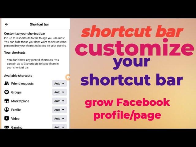 shortcut bar|Customize your shortcut bar|grow Facebook profile/page|#facebookpage #facebook #fb #vw