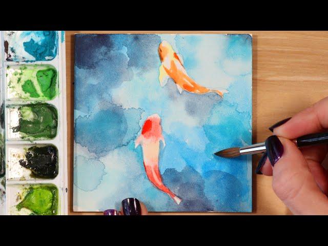 Easy Watercolor Painting Ideas - Koi Fish