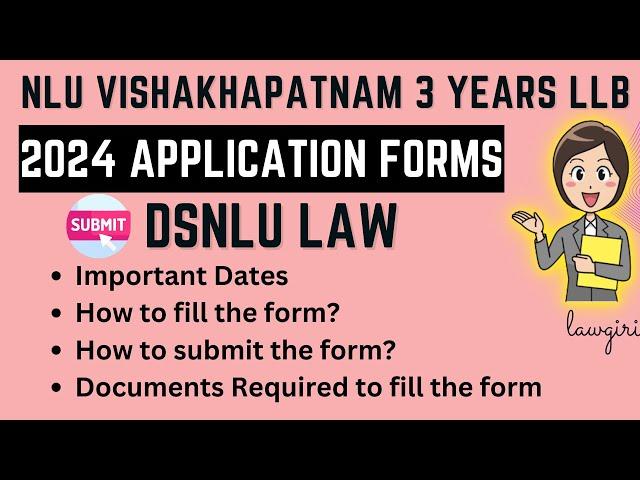 DSNLU 3 years LLB Law Application Form 2024|NLU Vishakhapatnam admission process|NLU 3 year LLB