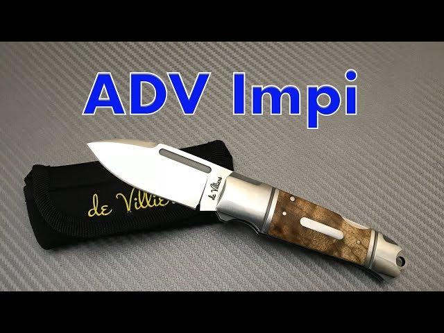 Andre de Villiers ADV Impi lockback knife with burl wood scales and D2 blade steel