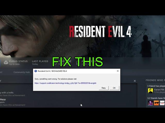 [FIX]Resident Evil 4 Remake- Something Went Wrong Error QUICK FIX