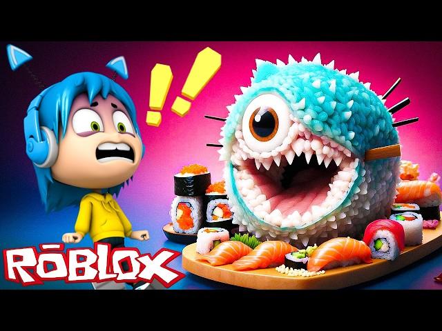 TENTEI COMER SUSHI, MAS ELE QUE ME COMEU  ROBLOX Escape Scary Sushi ( Alec GO! )