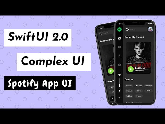 SwiftUI 2.0 Complex UI - Spotify Redesign App UI - Side Tab Bar - SwiftUI Tutorials