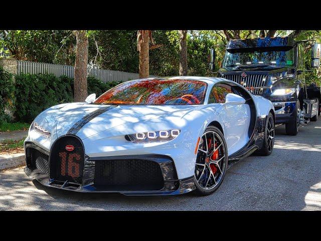 Supercars - Hypercars Leaving Cars and Coffee - Pagani Huayra, Bugatti Chiron, Ferrari Daytona SP3