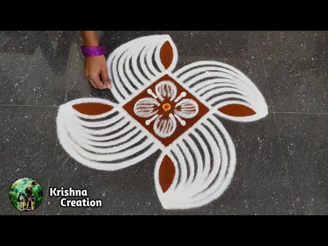 Maasi madham simple lotus rangoli | 5x1 dot easy padi kolam | pandaga muggulu | Beautiful rangoli