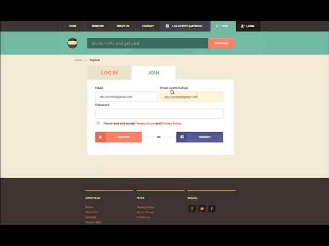 shorte.st tutorial - classic registration