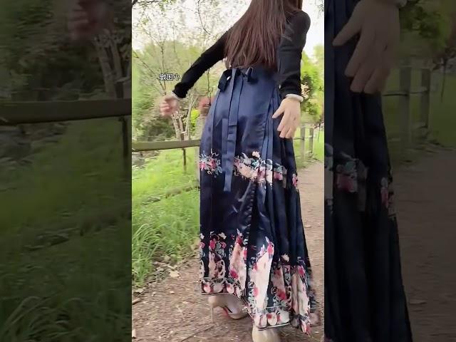 Woman in dress and high heels walking in a park #asmr