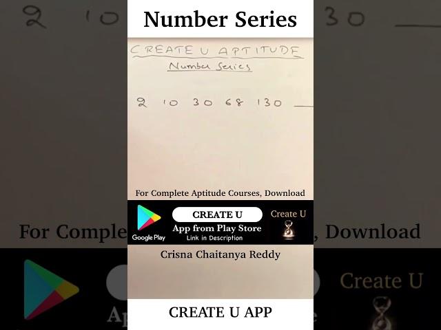 Number Series | CREATE U APP | Aptitude | Crisna Chaitanya Reddty