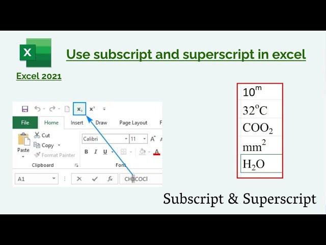 How to use subscript and superscript in Microsoft Excel ||