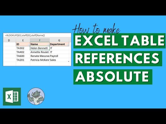 Excel Tables - Absolute Column and Cell References