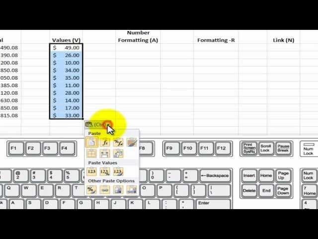 New Keyboard Shortcuts for Paste Special in Excel 2010