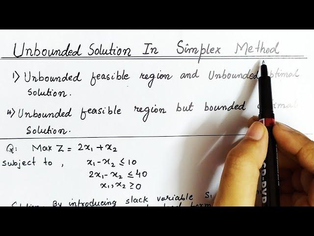 Lec-9 Unbounded solution in simplex method || In Hindi || solve an LPP Example || Operation research