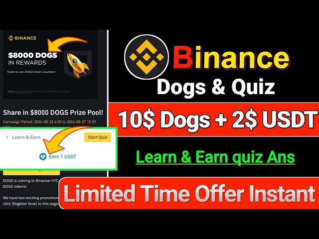 Binance New Doge Learn & Earn | Binance New Offer |Academy Games quiz Answers | Binance Instant