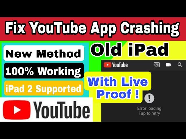 How to Fix YouTube App Crashing Old iPad iOS 9.3.5 Fixed Error Loading tap to retry With Live Proof