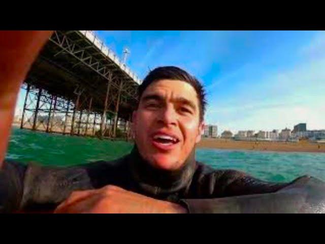 Diving and foraging a ship wreck. Spearfishing under Brighton pier.