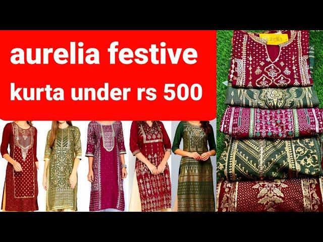 Aurelia festive kurta under rs 500 for karwachauth & diwali | RARA | foil print kurti for festival