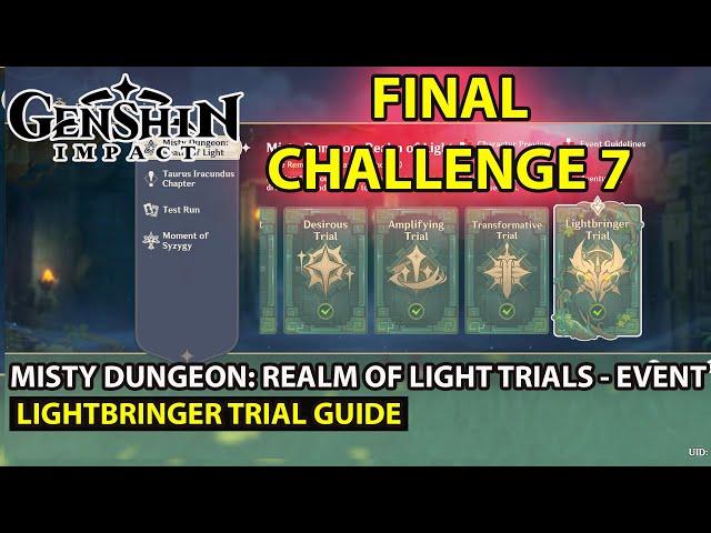 Genshin Impact - How To Complete - Misty Dungeon Realm Of Light Trials - (Lightbringer Trial) Guide