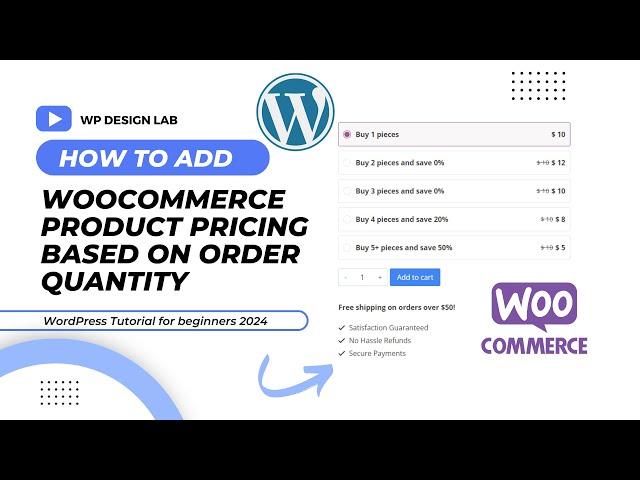 Woocommerce Product Pricing based on order quantity  | Woocommerce Tutorial