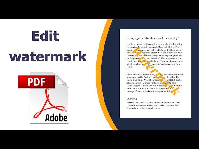 How to edit a Watermark in a PDF using adobe acrobat pro dc