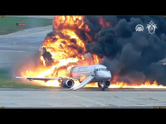 Появилось новое видео авиакатастрофы SSJ-100 в московском аэропорту Шереметьево