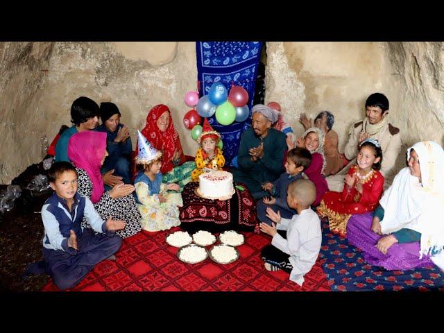 Happy Birthday Mahdia!  Big Family Surprised their youngest girl in Cave,Village life Afghanistan