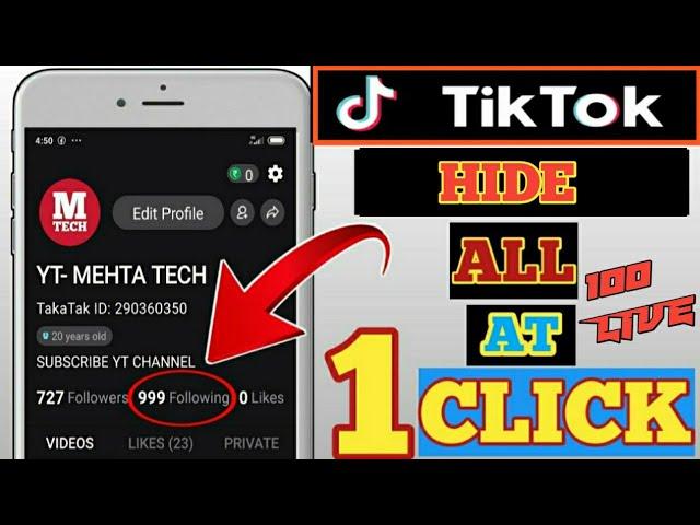 How To Hide Tiktok Following || Tiktok Following Ko Hide kaise kare ||