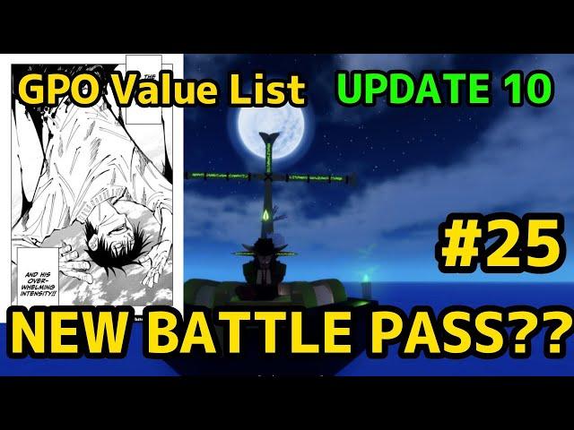 NEW GPO VALUE LIST UPDATE 10 #25 NEW JJK THEMED BATTLEPASS