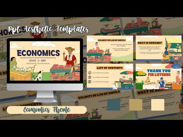 #1 Economics Theme | FREE PPT Aesthetic Editable Template | Canva Editable |