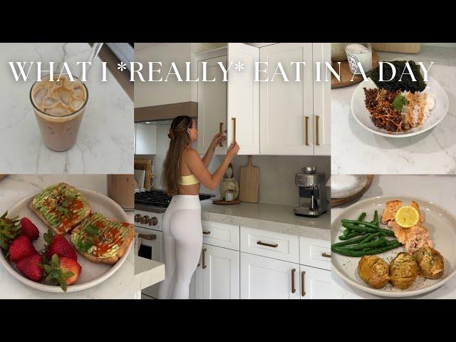 HIGH PROTEIN WHAT I EAT IN A DAY: on a low intensity pilates day, realistic & healthy meal ideas !