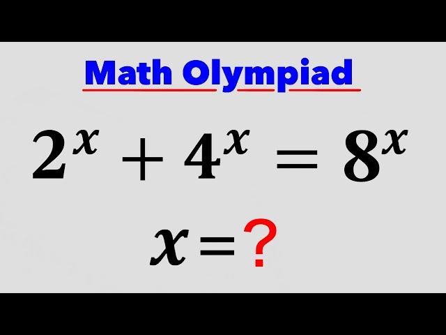 Math Olympiad l Wonderful Exponential Equation l VIJAY Maths