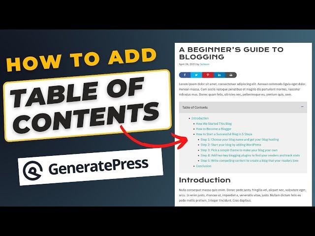 How to Add Table of Contents to WordPress | GeneratePress Table of Contents