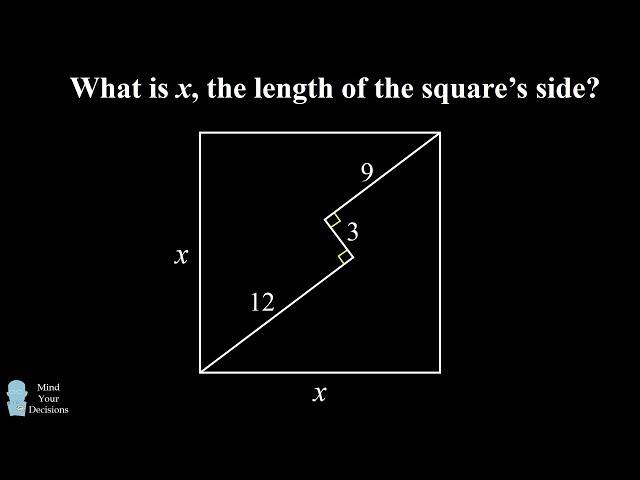 How To Solve The Square's Length With "Outside The Box" Thinking!