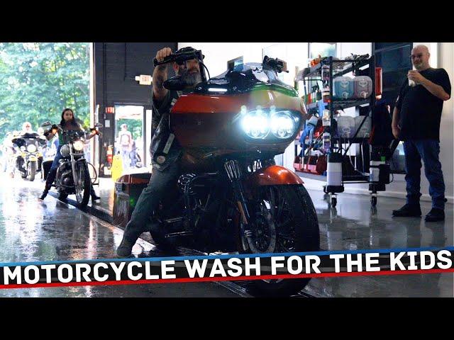 We washed motorcycles to drive donations to our local children's hospital