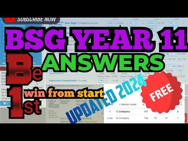 Free Business strategy game (BSG) year 11 decision answers 2024