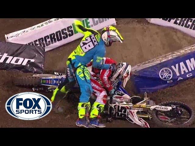 Riders fight after crash at Supercross event | FOX SPORTS