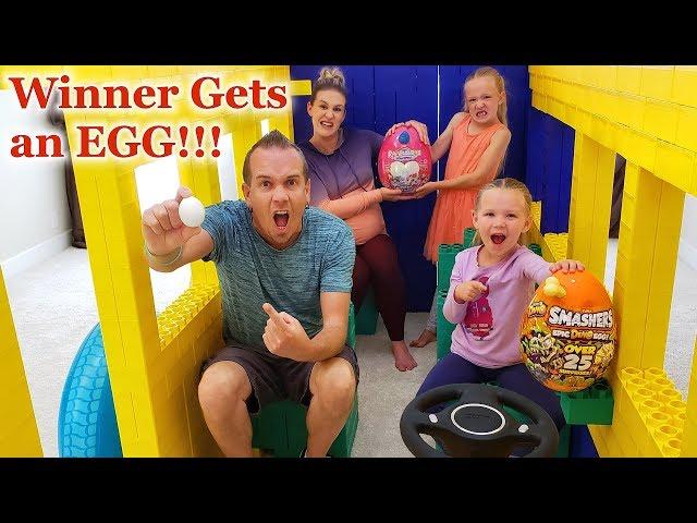 LAST to LEAVE Giant LEGO FORT School BUS WINS an EGG!?!?!?