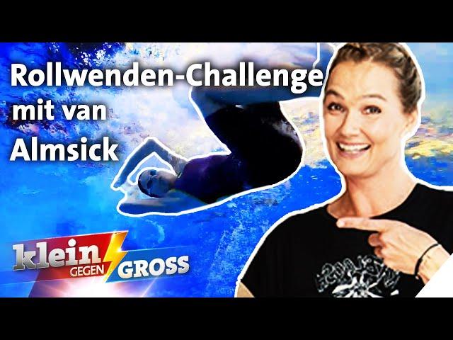 Wer schafft mehr Rollwenden im Pool? Franziska van Almsick vs. Katharina (12) | Klein gegen Groß