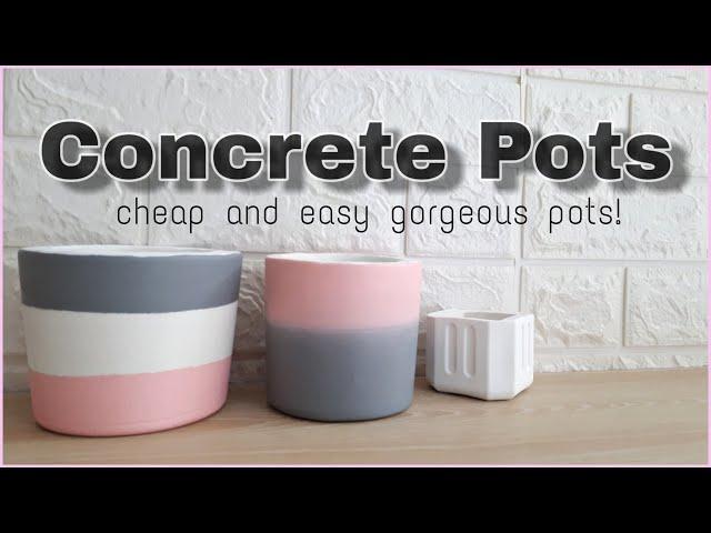 DIY CEMENT POTS FOR INDOOR PLANTS! NO SILICONE MOLD NEEDED - Concrete Crafts