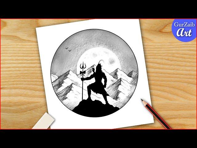 Lord Shiva drawing easy / Maha shivratri drawing tutorial / Mahadev pencil shading artwork