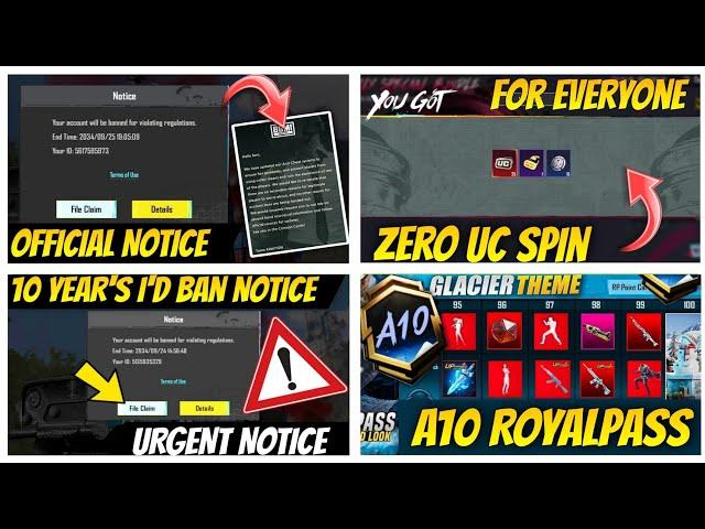 ️Urgent Warning | Bgmi Id Ban Official Notice | A10 Royal pass 1To100 RP Leaks | 3.5 Update Leaks