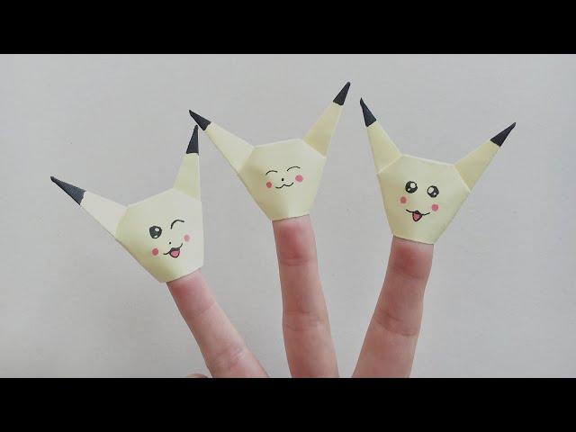 How to Make an Origami Finger Puppet Pikachu - Easy Paper Crafts