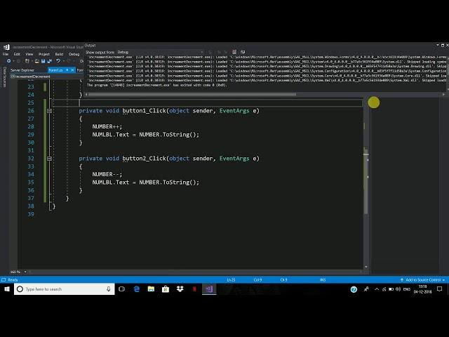 Simple increment and decrement number program in C#