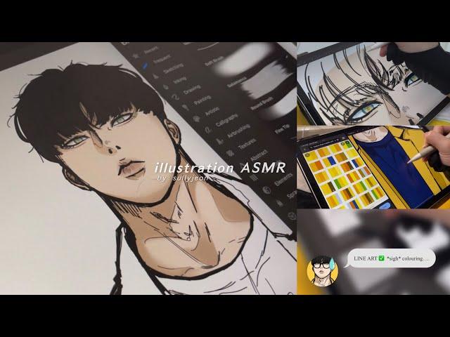 [ASMR] Colouring +(Drawing) my Webtoon Character on iPad