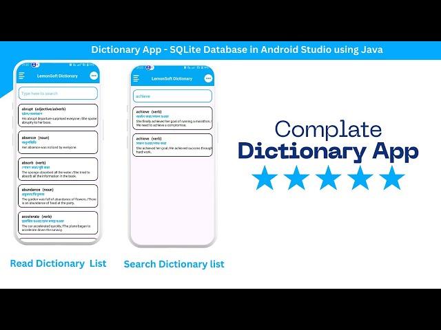 How to Build a Dictionary App in Android Studio | SQLite Database Tutorial with Java