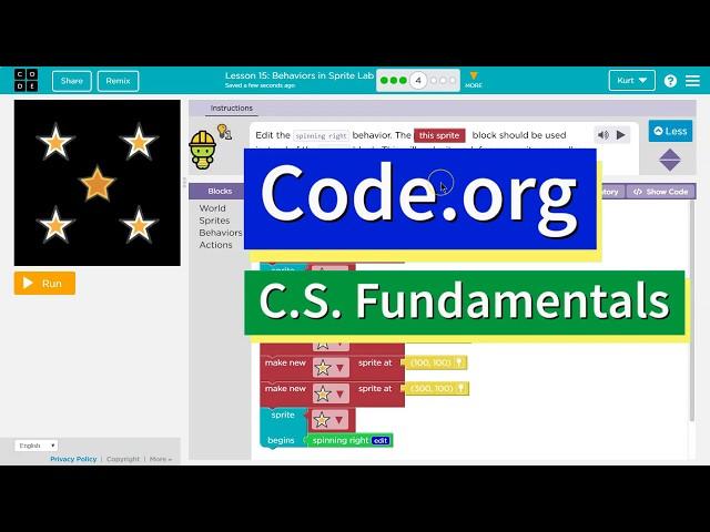 Code.org Behaviors in Sprite Lab Part 4 | Answers Explained | Course F Lesson 17 | Express Lesson 26